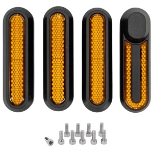Set 4 capace roți față și spate cu elemente reflectorizante pentru trotinete electrice Xiaomi Mi M365/1S/3/Essential/Pro/Pro 2, eWheel, Negru/Galben - Img 4