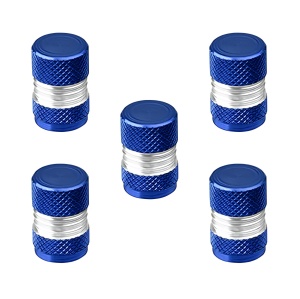 Set 5 capace valve Auto pentru ATV-uri, motociclete, mașini și alte vehicule, cu inel etanșare integrat, protecție antipraf, Greluma, Albastru închis