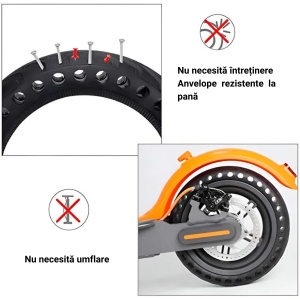 Cauciuc plin 8.5x2 | 8 ½ x 2 | 50/75-6.1 pentru trotinete electrice Xiaomi Mi Pro 2, Xiaomi Mi M365, Juicease E1 Tuya, Aovopro 365GO, Motus Scooty 8.5, Nedong, Negru - Img 5