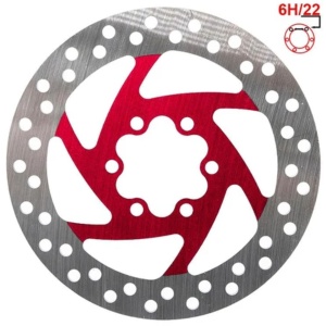 Disc frână 120 mm cu 6 prinderi pentru trotinete electrice Zero 8X, Joyor X1/X5S/Y5S/Y6S + 6 șuruburi, eWheel, Roșu - Img 3