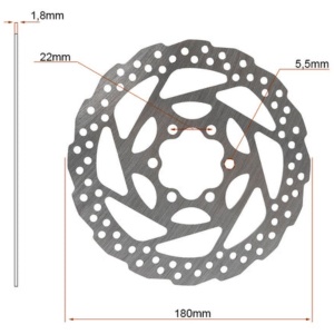 Disc frână 180 mm cu 6 prinderi pentru trotinete electrice + 6 șuruburi, eWheel, Argintiu - Img 2