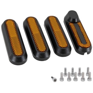 Set 4 capace roți față și spate cu elemente reflectorizante pentru trotinete electrice Xiaomi Mi M365/1S/3/Essential/Pro/Pro 2, eWheel, Negru/Galben