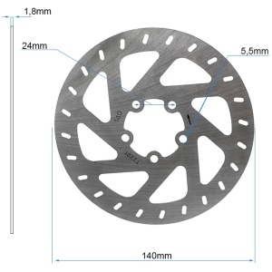 Disc frână 140 mm cu 5 prinderi pentru trotinete electrice Xiaomi Mi 4 + 5 șuruburi, eWheel, Argintiu - Img 2