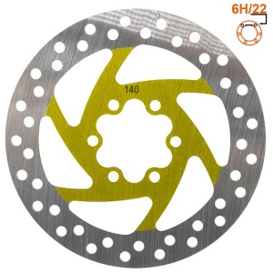 Disc frână 140 mm cu 6 prinderi pentru trotinete electrice Kukirin G2 Max, Kukirin G3/G3 Pro, Kukirin G4, Kugoo M4/M4 Pro, eWheel, Galben + 6 șuruburi - Img 3