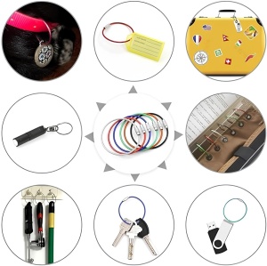 Set 3 cabluri pentru prindere chei, etichete bagaje și alte utilizări, din oțel inoxidabil cu înveliș din nylon, prindere cu filet, 10 cm lungime, 2 mm grosime, Greluma, Negru - Img 5