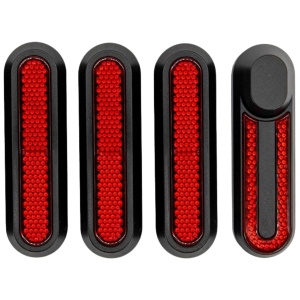 Set 4 capace roți față și spate cu elemente reflectorizante pentru trotinete electrice Xiaomi Mi M365/1S/3/Essential/Pro/Pro 2, eWheel, Negru/Roșu - Img 2