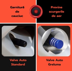Set 5 capace valve Auto pentru ATV-uri, motociclete, mașini și alte vehicule, cu inel etanșare integrat, protecție antipraf, Greluma, Roșu - Img 3