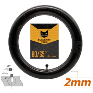 Cameră 10x3 | 255x80 | 80/65-6 cu valvă îndoită la 90 de grade pentru trotinete electrice, Black Cat, Calitate PREMIUM - 2 mm grosime - Img 2