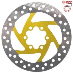 Disc frână 120 mm cu 6 prinderi pentru trotinete electrice Zero 8X, Joyor X1/X5S/Y5S/Y6S + 6 șuruburi, eWheel, Galben - Img 3
