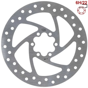 Disc frână 120 mm cu 6 prinderi pentru trotinete electrice Zero 8X, Joyor X1/X5S/Y5S/Y6S + 6 șuruburi, eWheel, Argintiu - Img 3