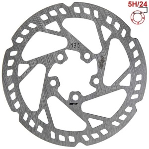 Disc frână 135 mm cu 5 prinderi pentru trotinete electrice + 5 șuruburi, eWheel, Argintiu - Img 3