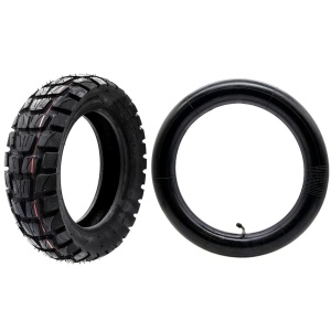Pachet PROMO: 1 x Cauciuc off-road 10x3.0-6 | 255x80 | 80/65-6 + 1 x Cameră 10x3 | 255x80 | 80/65-6 cu valvă îndoită la 45 de grade, pentru trotinete electrice Kukirin G2 Max, Laotie ES10P, Tibo Epic+ 2.0, Joyor S5/S5S