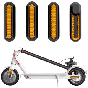 Set 4 capace roți față și spate cu elemente reflectorizante pentru trotinete electrice Xiaomi Mi M365/1S/3/Essential/Pro/Pro 2, eWheel, Negru/Galben - Img 5