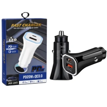 Încărcător auto 1 USB, 1 Type C