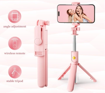 2 în 1 Bluethoot Selfie stick si trepied cu buton bluethoot - Img 2