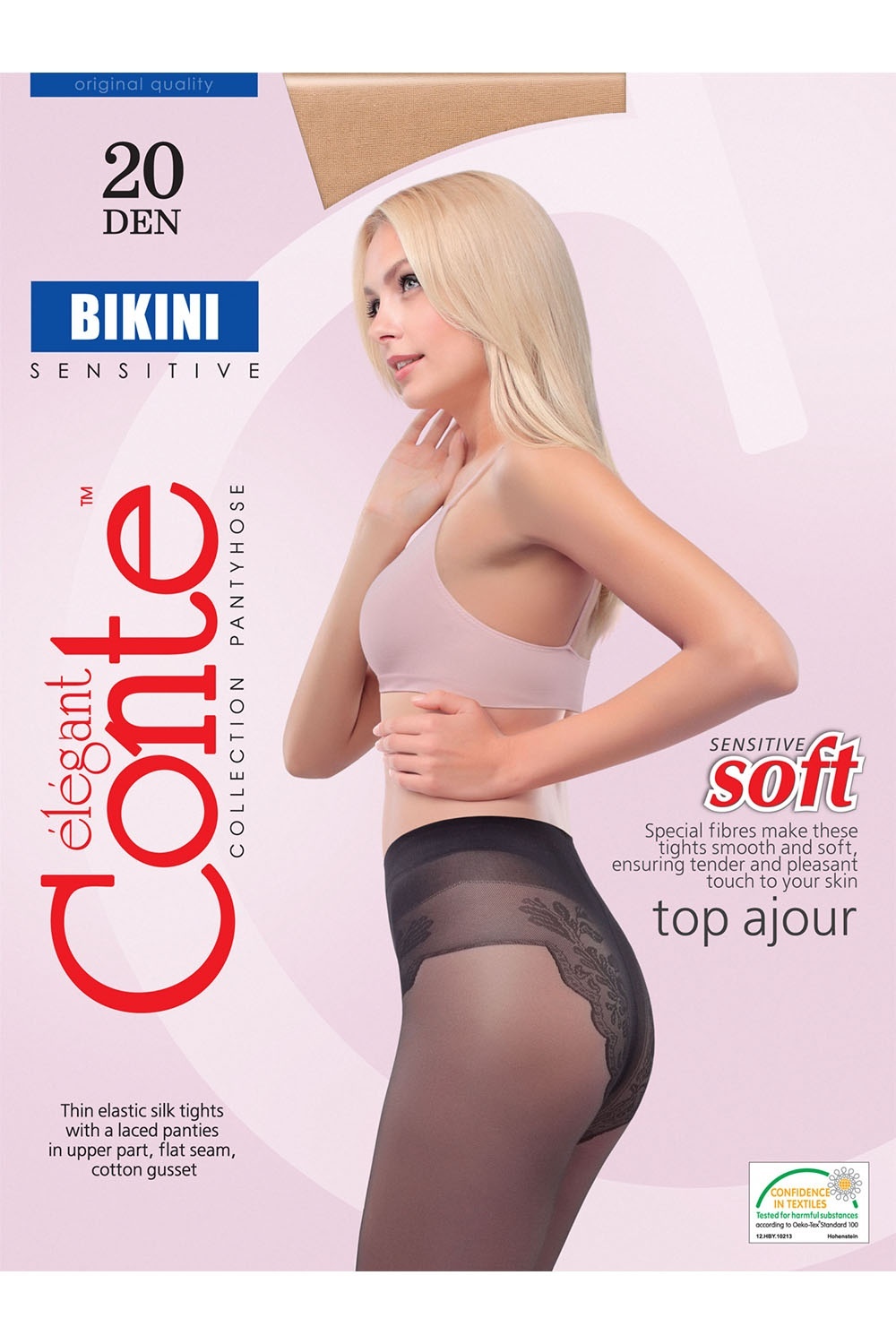 Ciorap cu chilot dantelat Bikini 20 den Conte Elegant
