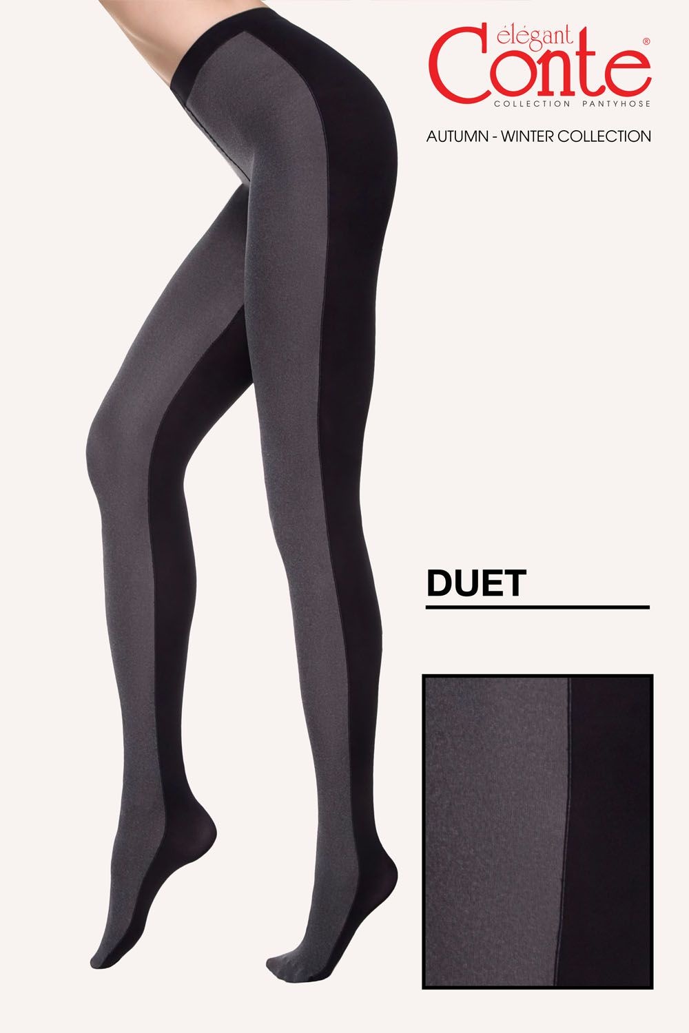 Ciorap dens cu model din 2 culori și Efect 3D, Fantasy Duet, Conte Elegant