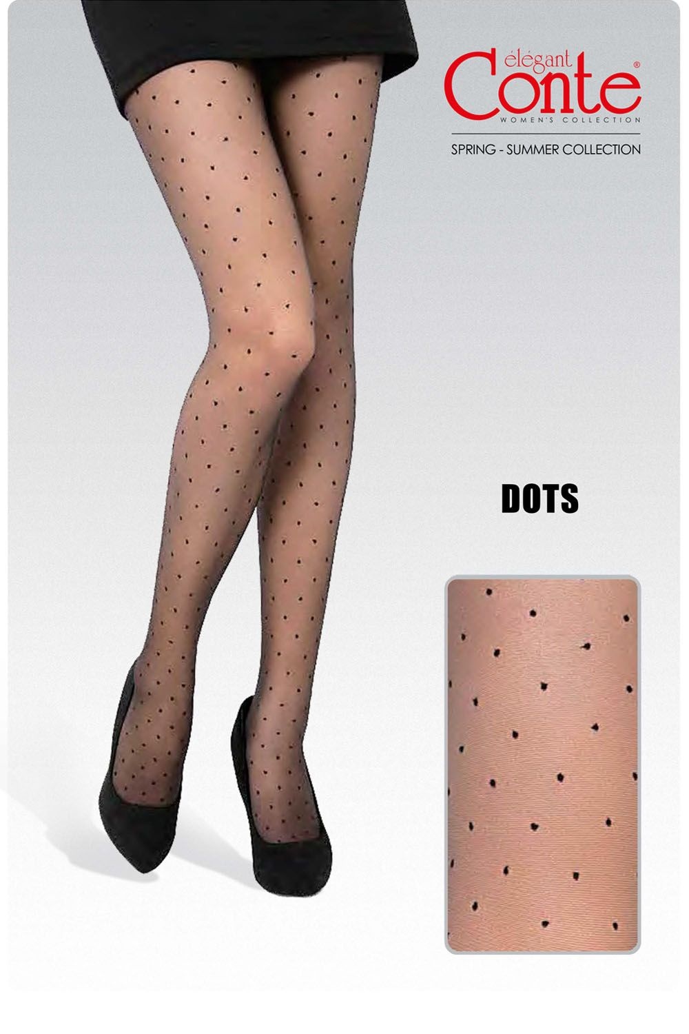 Ciorapi subțiri cu model, buline polka, Fantasy Dots, Conte Elegant