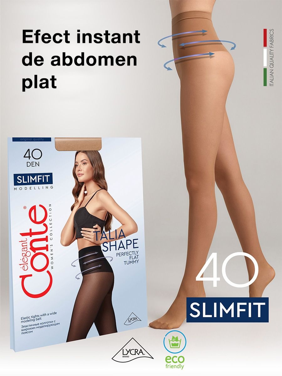Dres modelator cu talie înaltă Slimfit 40 DEN de la Conte Elegant – Efect instant de abdomen plat