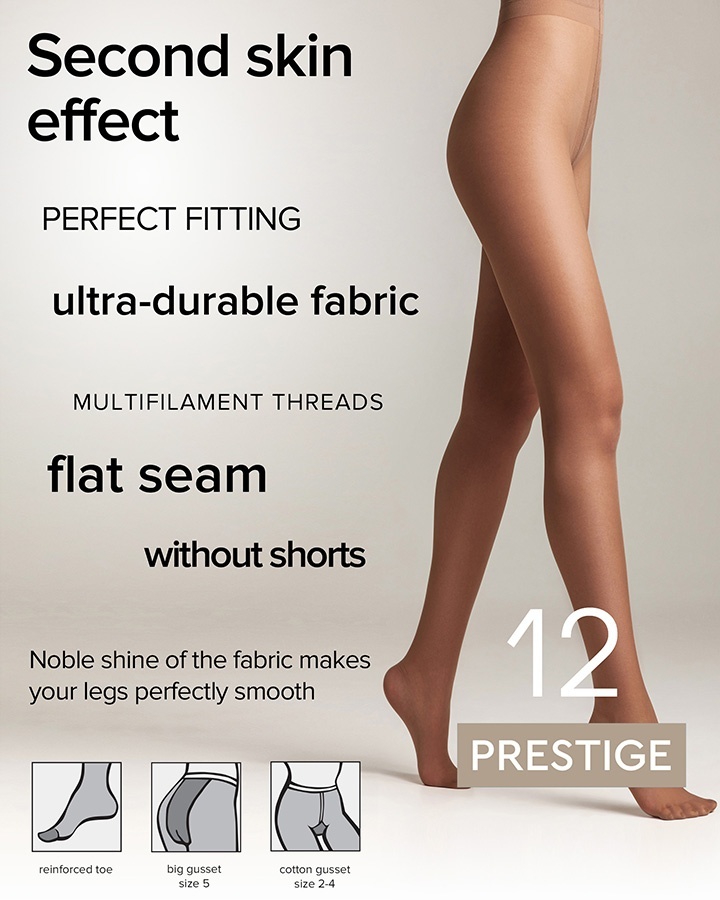 Ciorapi Eleganți cu Multifibră Prestige 12 Den (Ambalaj nou) Descriere