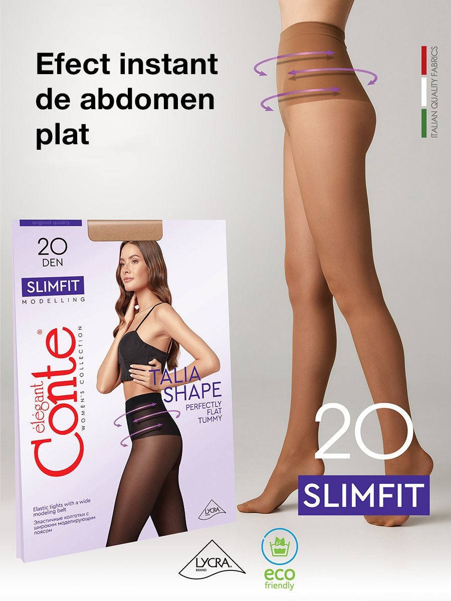 Dres modelator cu talie înaltă Slimfit 20 DEN de la Conte Elegant – Efect instant de abdomen plat