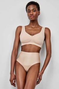 Chiloți tanga cu talie înaltă și efect ușor modelator, din microfibră satinată, Gisela 1/10054
