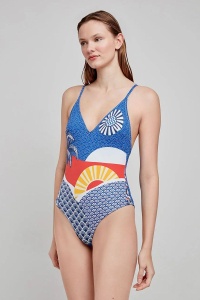 Costum de baie cu guler halter și imprimeu de plajă, Gisela 2/30249 - Img 2