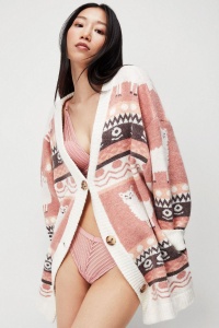 Jachetă pijama damă tricotată din jacquard, Gisela 2/20093