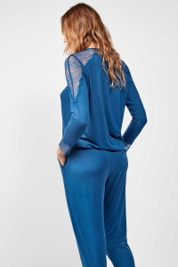 Set pijama din vâscoză tricot, 2 piese, cu dantelă, Gisela 2/20177 - Img 5