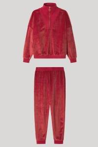 Set pijama lungă din catifea cu textură nervurată, Gisela 2/20230 - Img 4