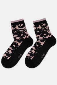 Șosete damă din bumbac, cu model floral, Conte Classic 441 Roz cenusiu produs