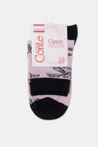 Șosete damă din bumbac cu modele „Flori in relief”, Conte Classic 435 - Img 4