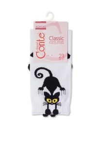 Șosete damă din bumbac cu picot "Black Cat", Classic 233 - Img 4