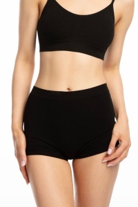Chiloți damă, tip boxeri din bambus, croială prelungită, Julimex Bamboo Boyshort negru