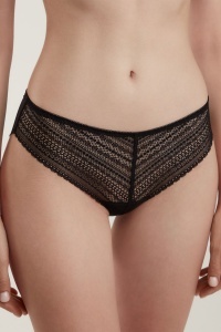 Chiloți slip damă cu talie mijlocie din dantelă, Conte Vintage RP3116 nero fata