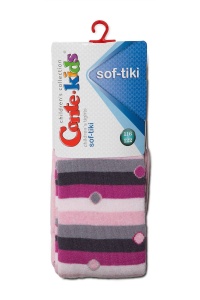 Ciorapi copii din bumbac flaușați cu model buline și dungi, Conte Kids Sof-Tiki 397 - Img 4