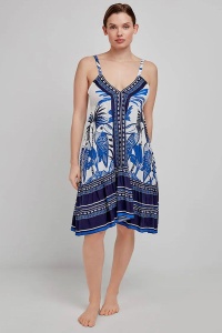 Rochie scurtă plajă cu imprimeu tucan, din 100% vâscoză, Gisela 2/40031 - Img 3