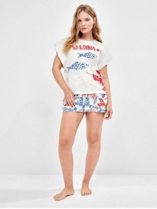 Set pijama scurtă cu imprimeu nautic, 100% bumbac, Gisela 2/20403