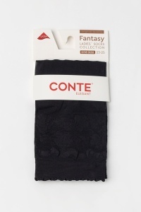 Șosete damă cu model floral ajurat și picot, Conte Fantasy 25С-183СP - Img 3