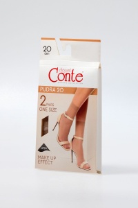 Șosete damă, scurte 1/2, Lycra, Conte Pudra 20 Den (2 perechi)