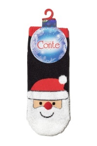 Șosete scurte haioase damă, model Moș Crăciun cu pompon, Conte Elegant 446 - Img 3