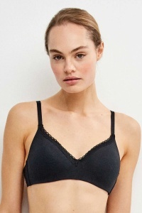 Sutien cu push-up ușor, fără arcuri, din bumbac și plumetis, Gisela 1-10080 Negru