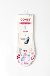 Tălpici damă din bumbac cu model Dolce Vita, Conte Classic 1159 crem ambalaj