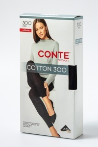 Colanți groși de bumbac cu 3D Lycra, Conte Elegant Cotton 300 Den