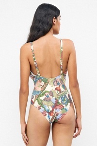 Costum de baie întreg, plus size, cupe fixe și fără arcuri, din material piqué, Gisela 2/30381 spate