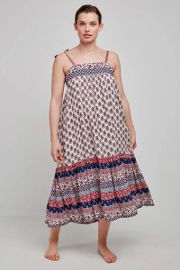 Rochie lungă cu bretele și imprimeu etnic, Gisela 2/40035