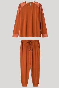 Set pijama din vâscoză tricot, 2 piese, cu dantelă, Gisela 2/20177 - Img 9