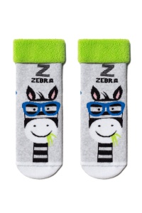 Șosete copii flaușate cu model Zebra, Conte Kids Sof-Tiki 436 - Img 2