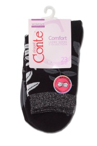 Șosete flaușate cu imprimeu frunze, Conte Elegant Comfort 213 - Img 3