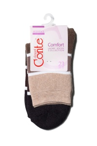 Șosete flaușate cu model gradient în dungi, Conte Elegant Comfort 212 - Img 3